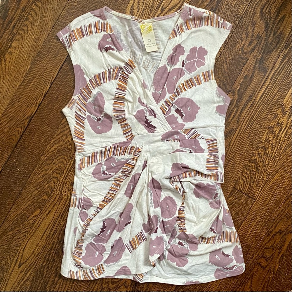 C. Keer Sleeveless Surplice Top Asymmetrical Skirted Front Anthropologie Sz XS